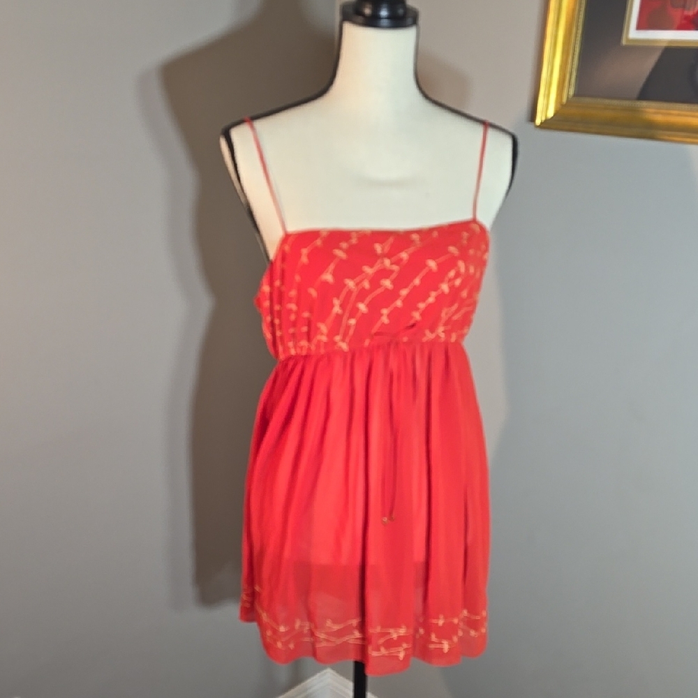 Chic Red Spaghetti lingerie Strap Dress